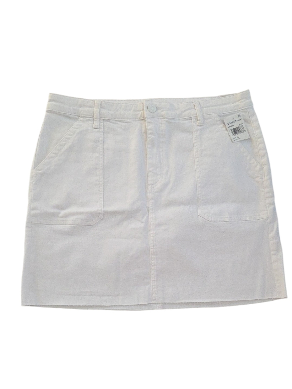 Kut from the Kloth White Denim Mini Skirt with Front Pockets